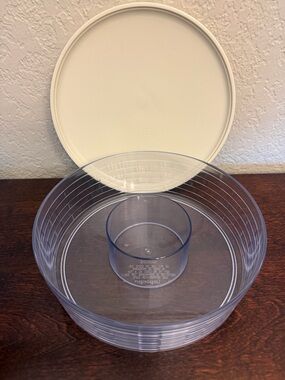 Longaberger Chip & Dip 9" Round Hard Plastic Protector  #40804 W Lid #40803